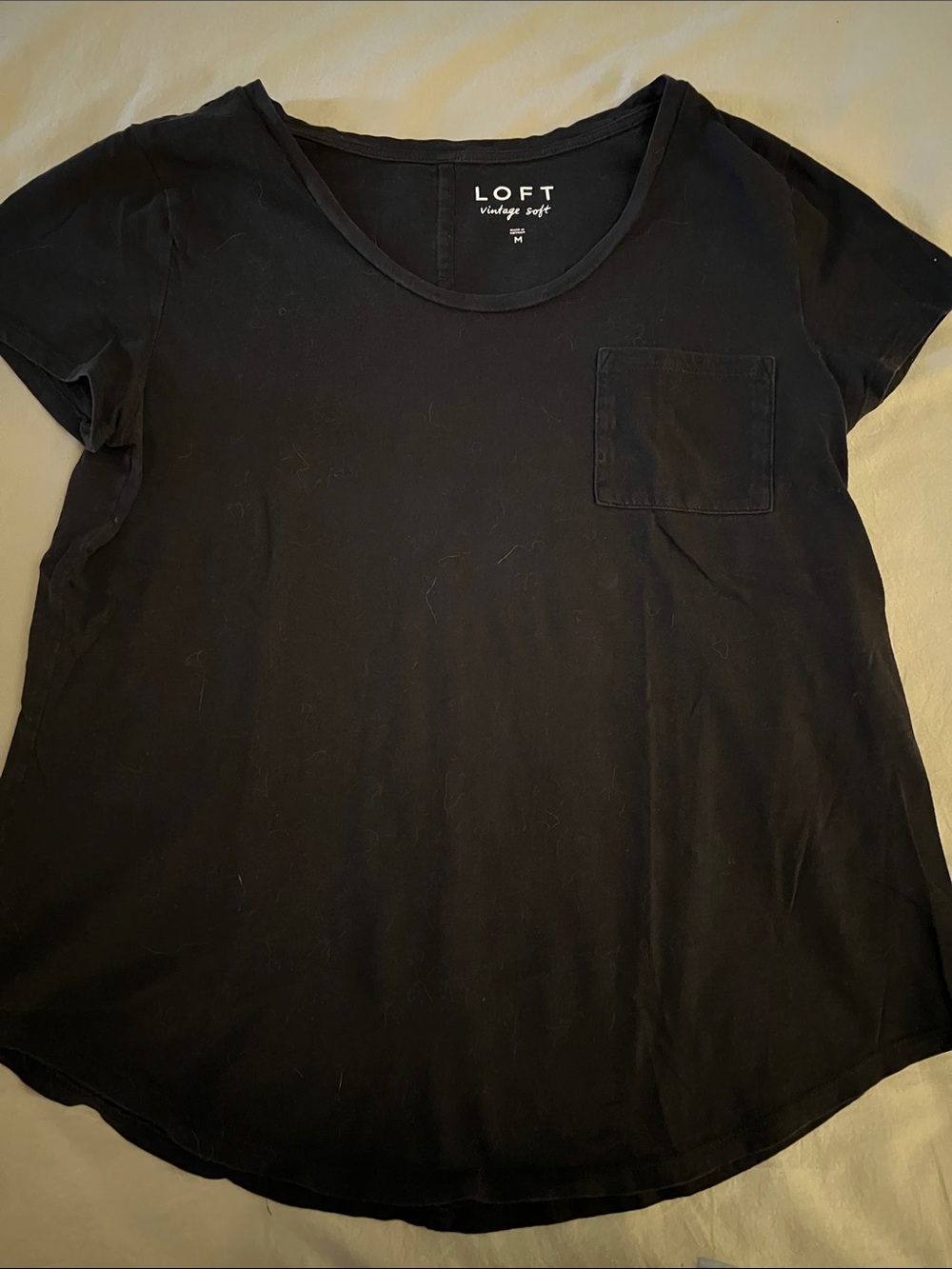 LOFT Black Short Sleeve Pocket Tee - Women's